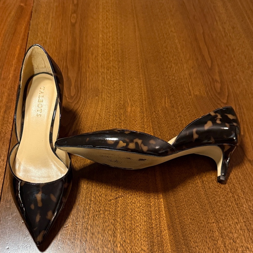 Talbots 7.5W Like 8! Tortoise shell, Black and Brown Kitten Heels Office Party